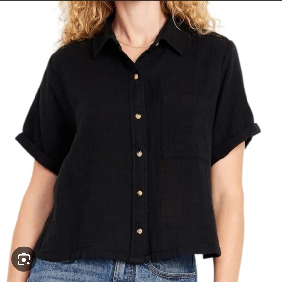 NWT Old Navy Crinkle Gauze Button Down Shirt - Picture 1 of 4